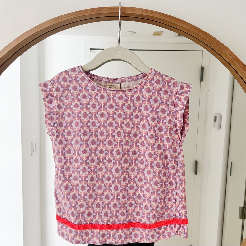 Zara Multicolored Crop Sleeved Shirt Size 5/6